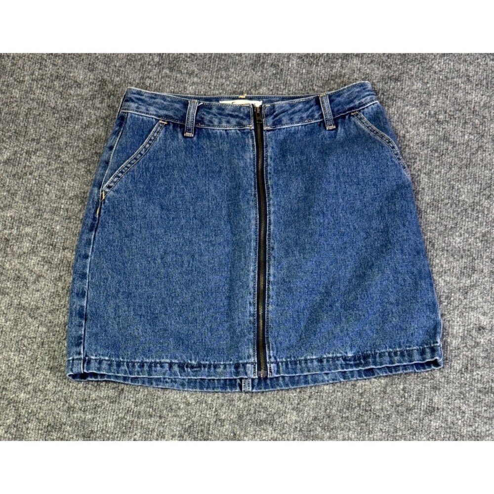 Hollister Womens size 5 Denim Skirt Blue Ultra High Rise Front Full Zipper